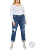 Curvy Liv Mid Rise Slim Boyfriend Jeans By Kancan