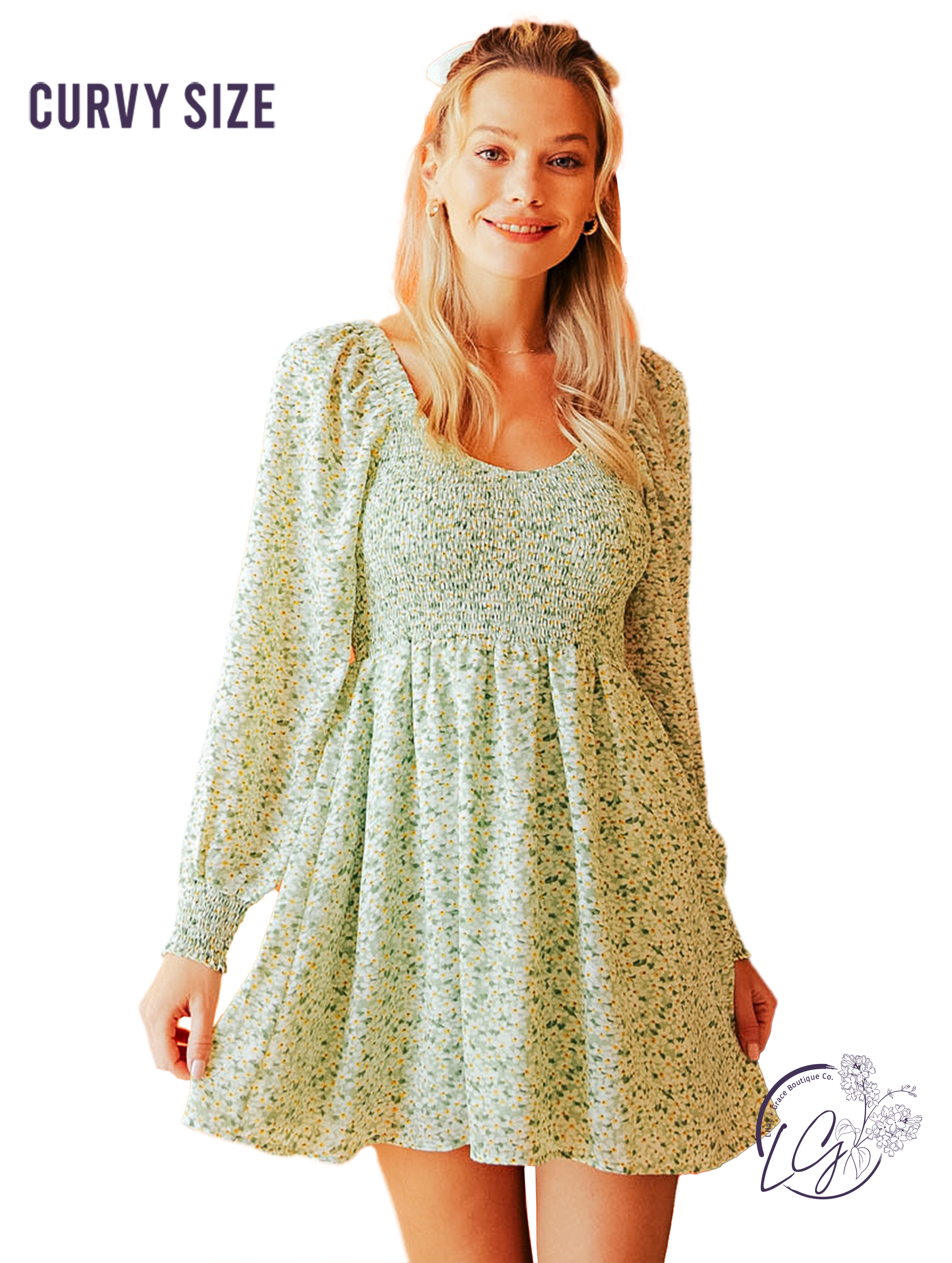 Curvy Cute Meets Classy Babydoll Dress Lime Mix / 1XL Curvy Cute Meets Classy Babydoll Dress Lime Mix / 1XL
