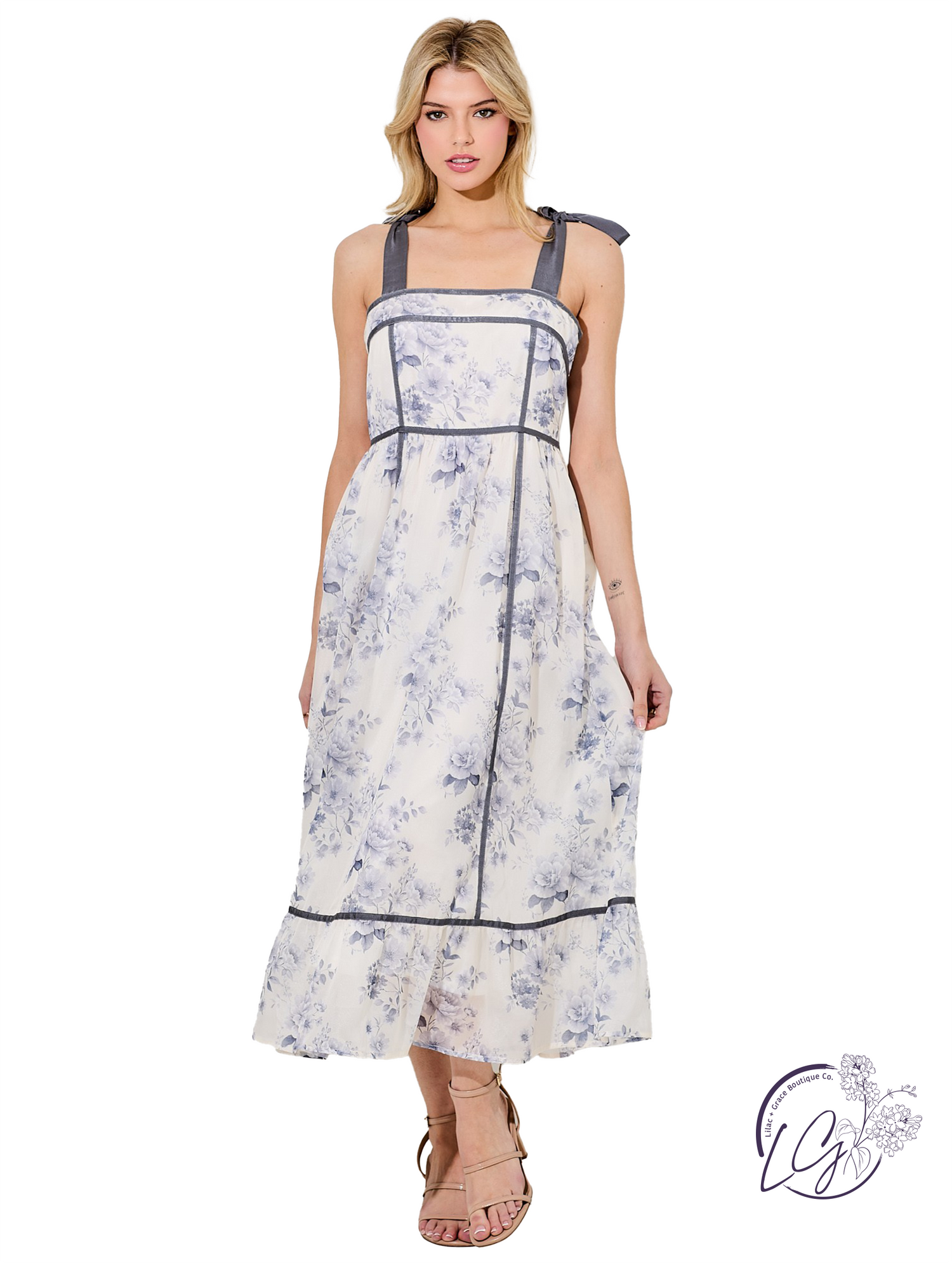 knee length dresses for ladies Champagne Off-Shoulder Maxi Dress main image 1