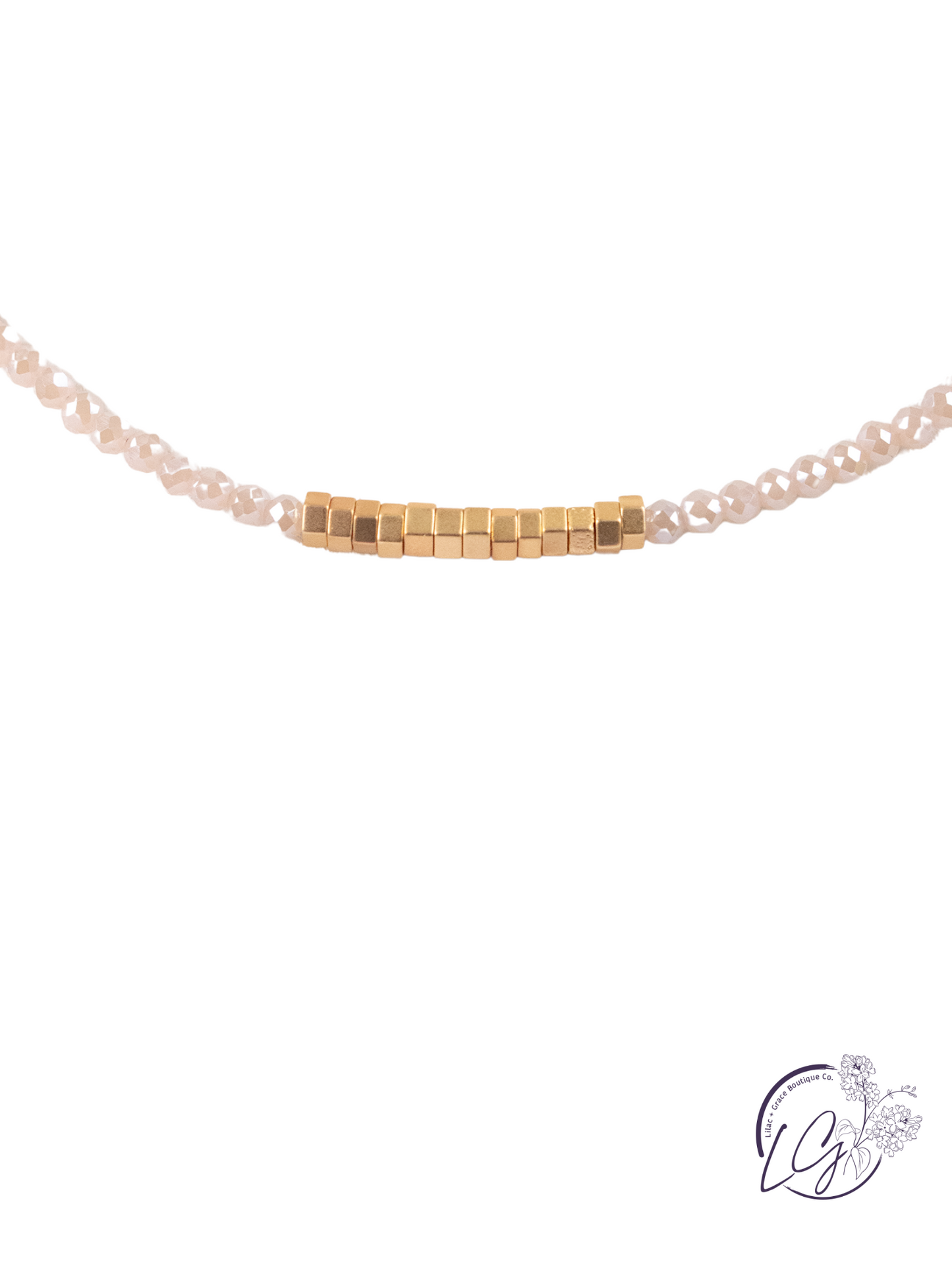 Pink & Gold Beaded Choker