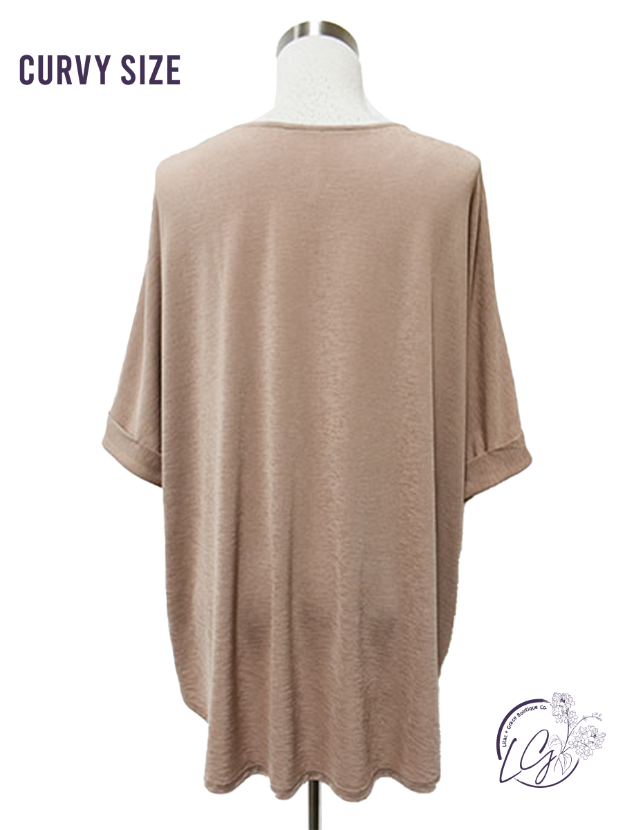 Curvy Mocha Boyfriend Tunic Top