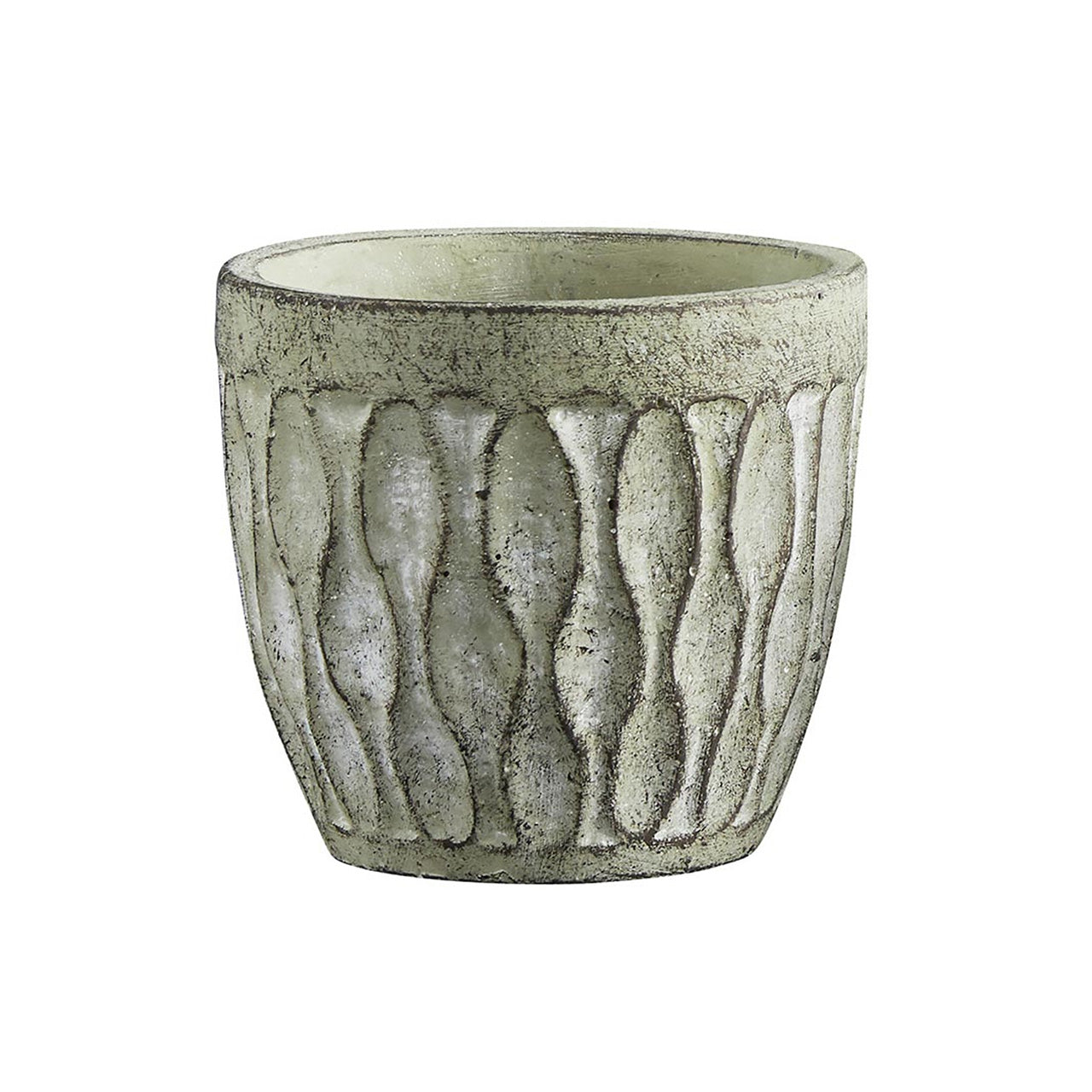 Cement Leaf Round Pot - Large