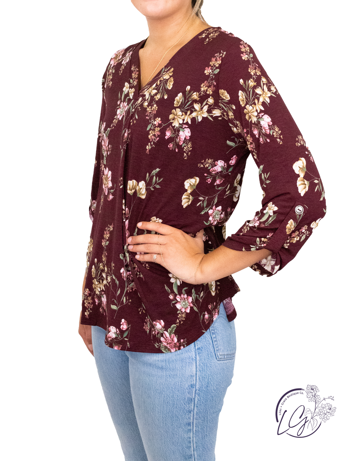 Wine Floral Scarlett Classic Top