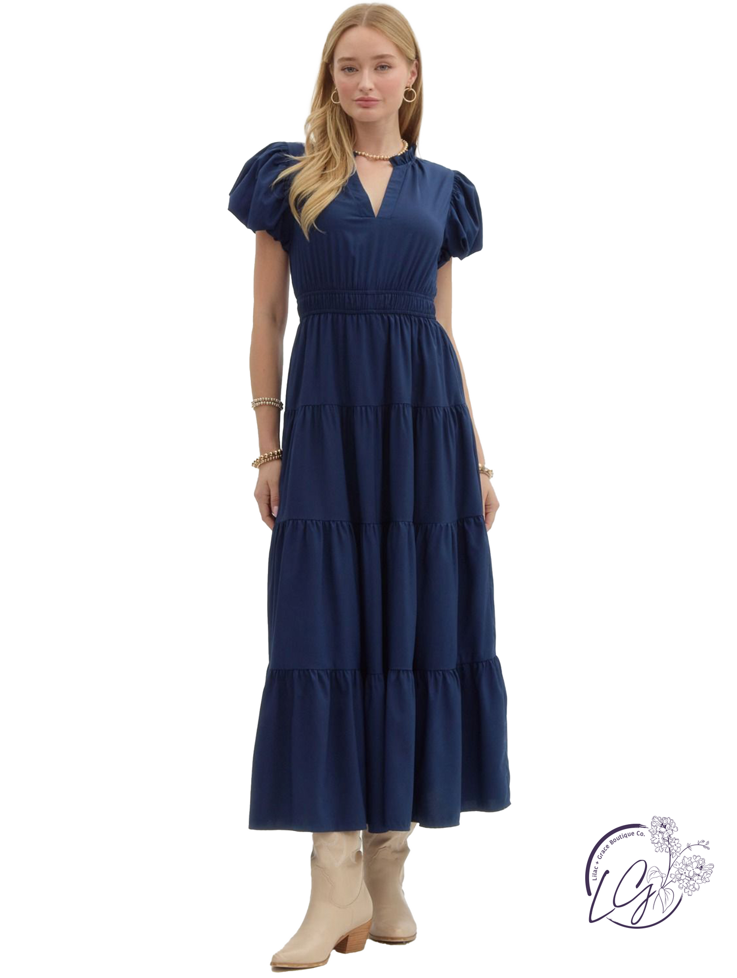 Held In Haze Midi Dress Navy / Large Held In Haze Midi Dress Navy / Large
