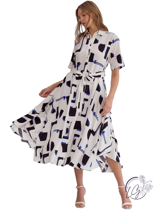 Lines of Light Midi Shirt Dress