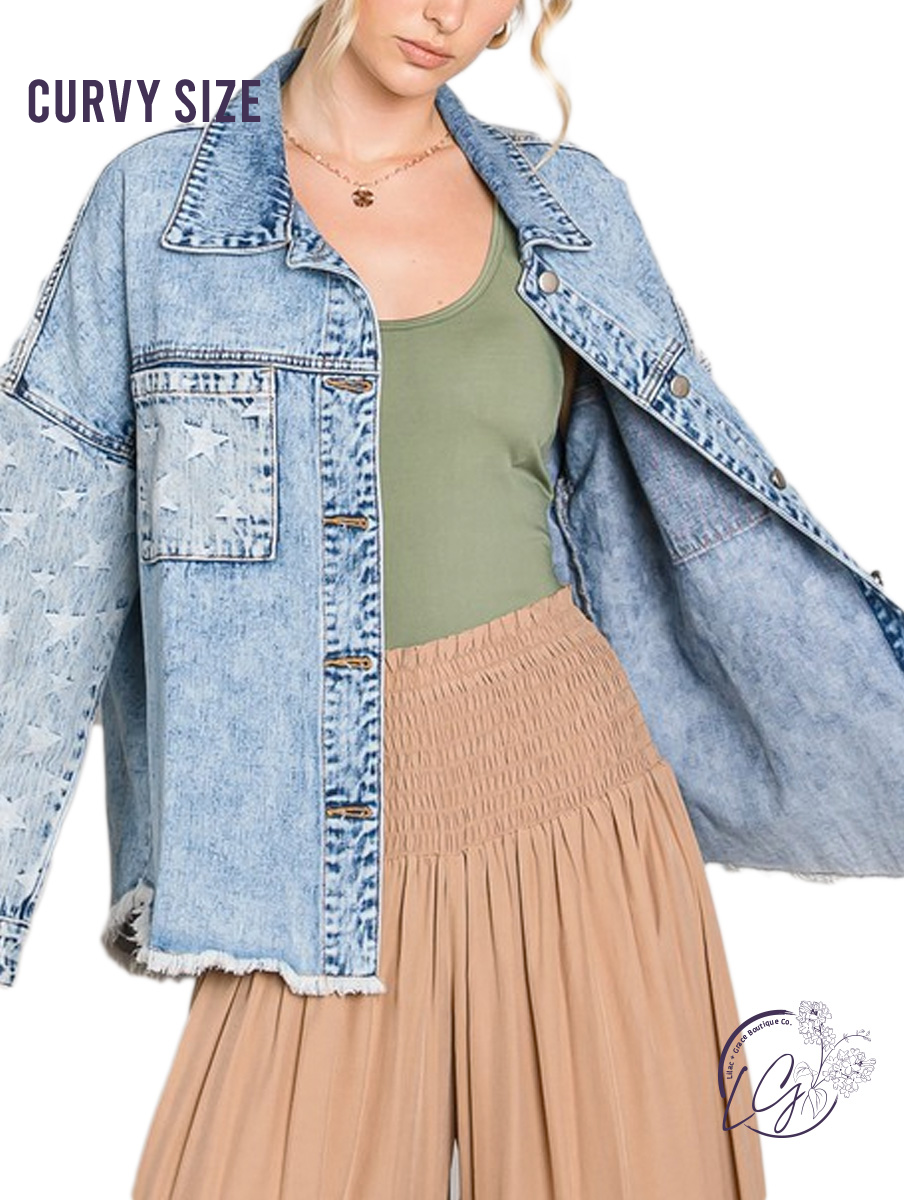 Curvy Star  Button Down Denim Jacket