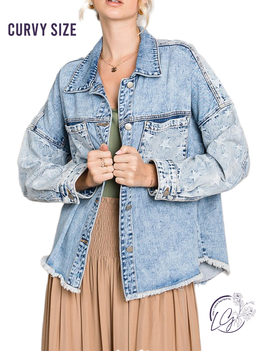 Curvy Star  Button Down Denim Jacket