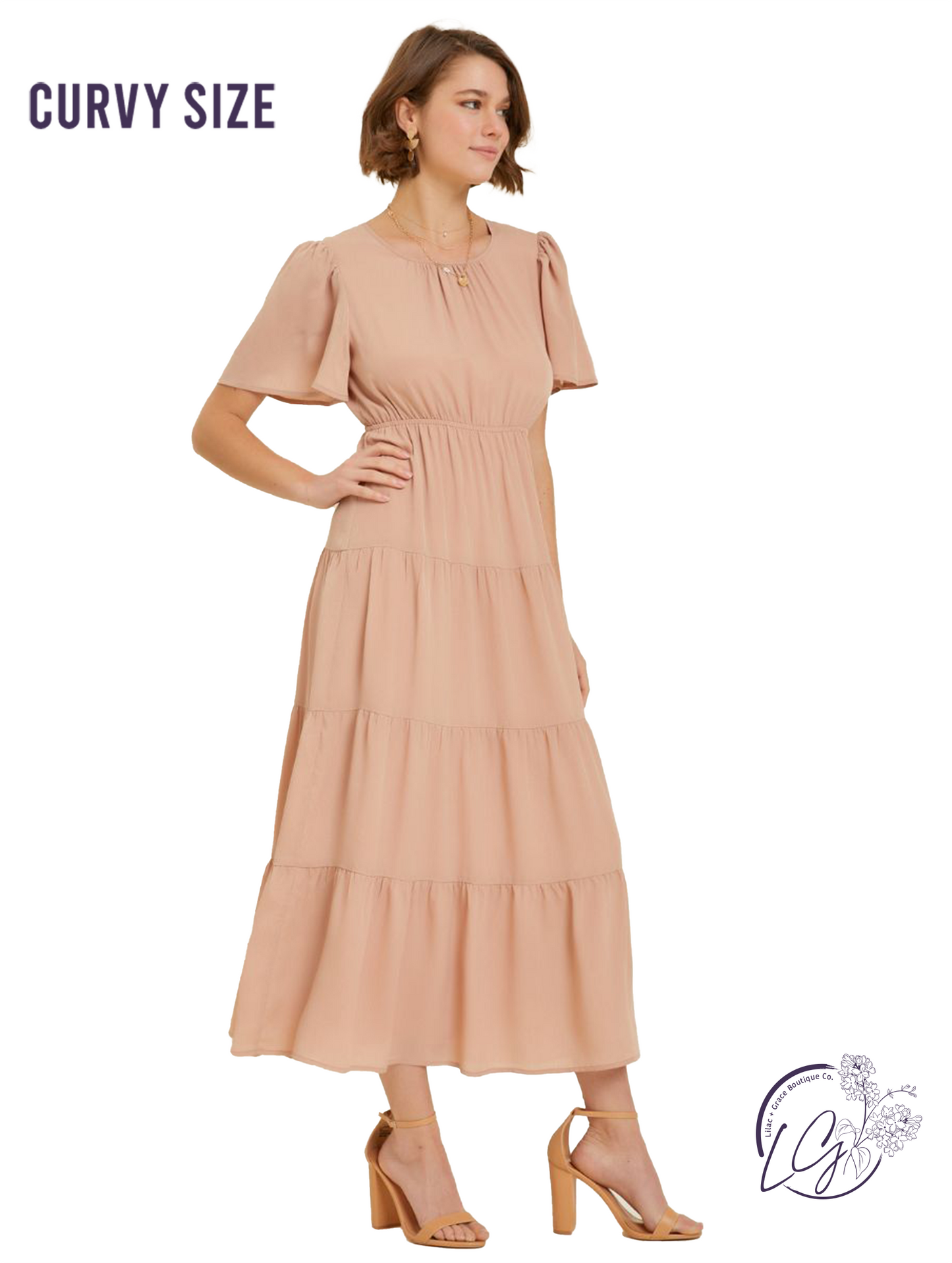 Curvy Elegant Ease Tiered Midi Dress