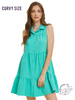 Curvy Sunlit Ruffle Flare Button Dress