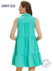 Curvy Sunlit Ruffle Flare Button Dress