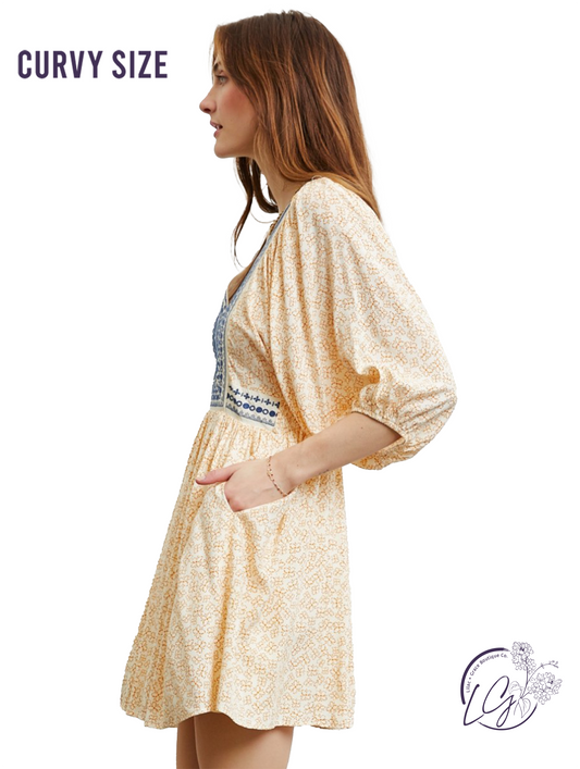 Curvy Eden Embroidered Mini Dress