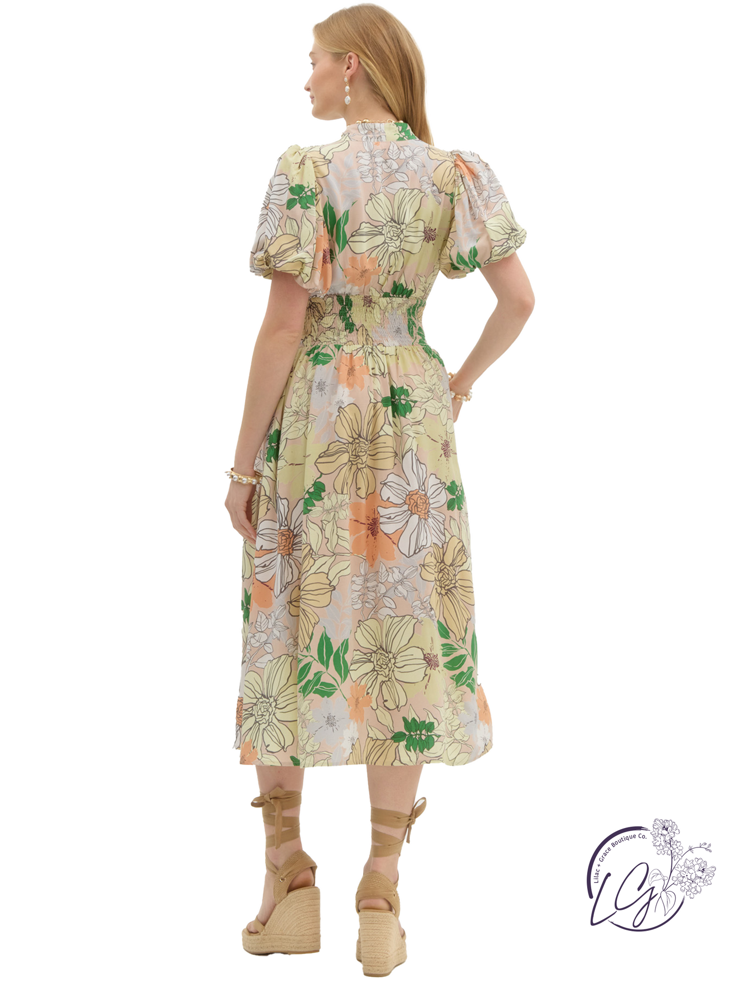 Quiet Tan V-Neck Midi Dress