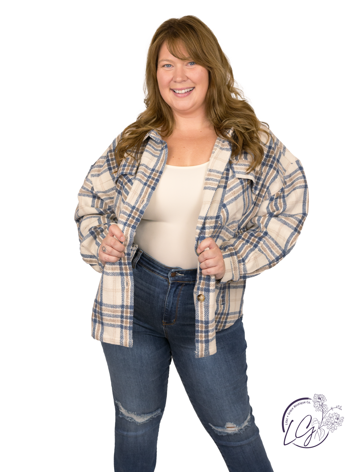 Curvy Plaid Perfection Oversized Shacket