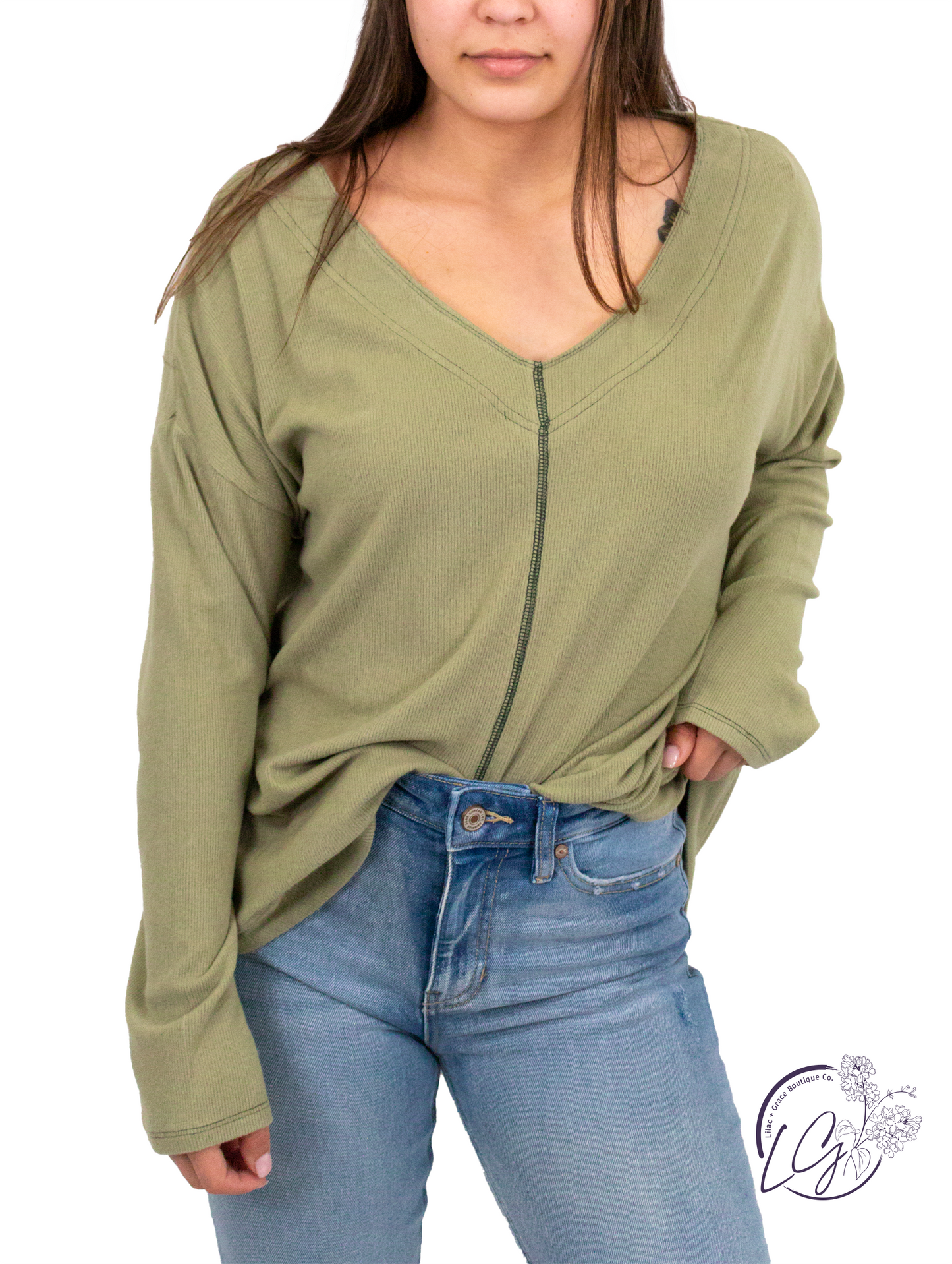 Stylish Stitched V-Neck Top