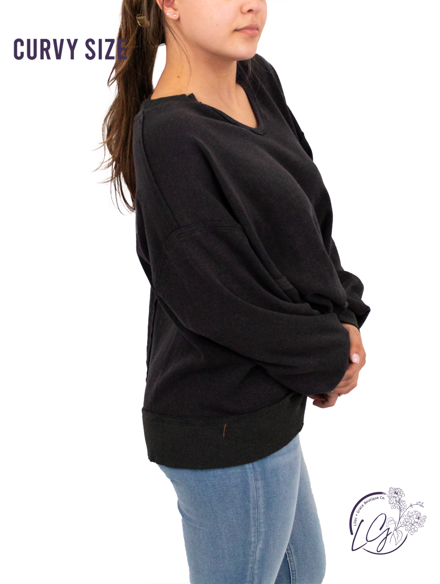 Curvy Washed Oversized Split Neck Tee