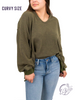 Curvy Washed Oversized Split Neck Tee