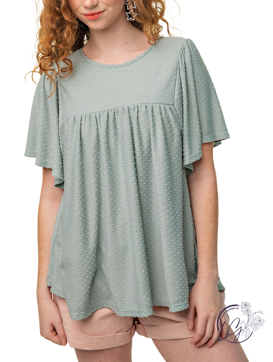 Swiss Dot Dream Knit Babydoll Top