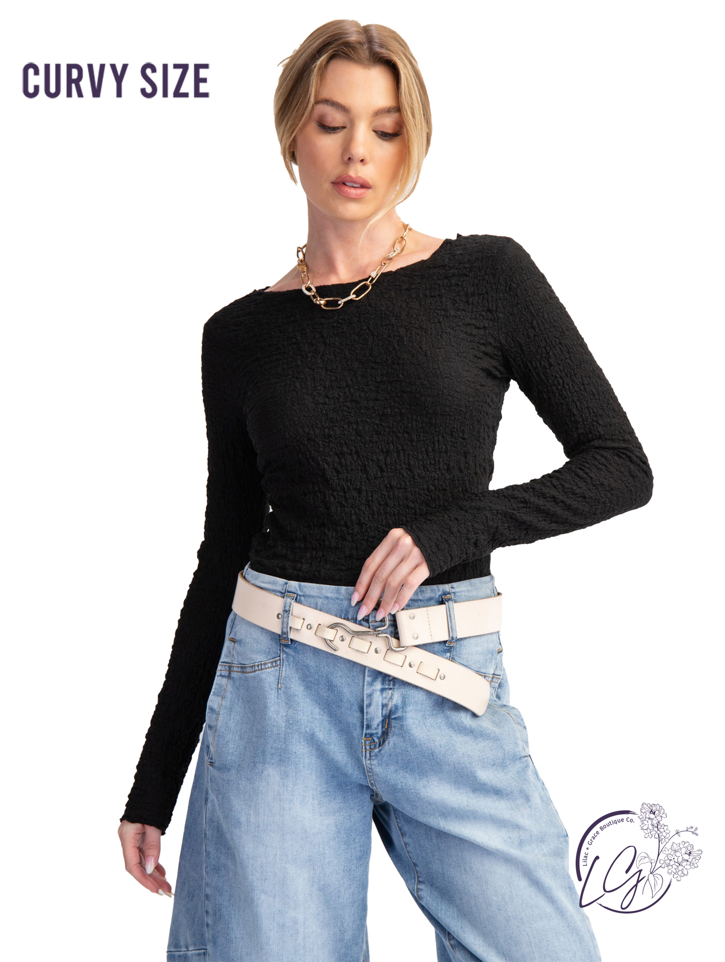 Curvy Sugarloft Knit Fitted Top