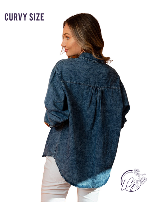 Curvy Classic Denim Button Down