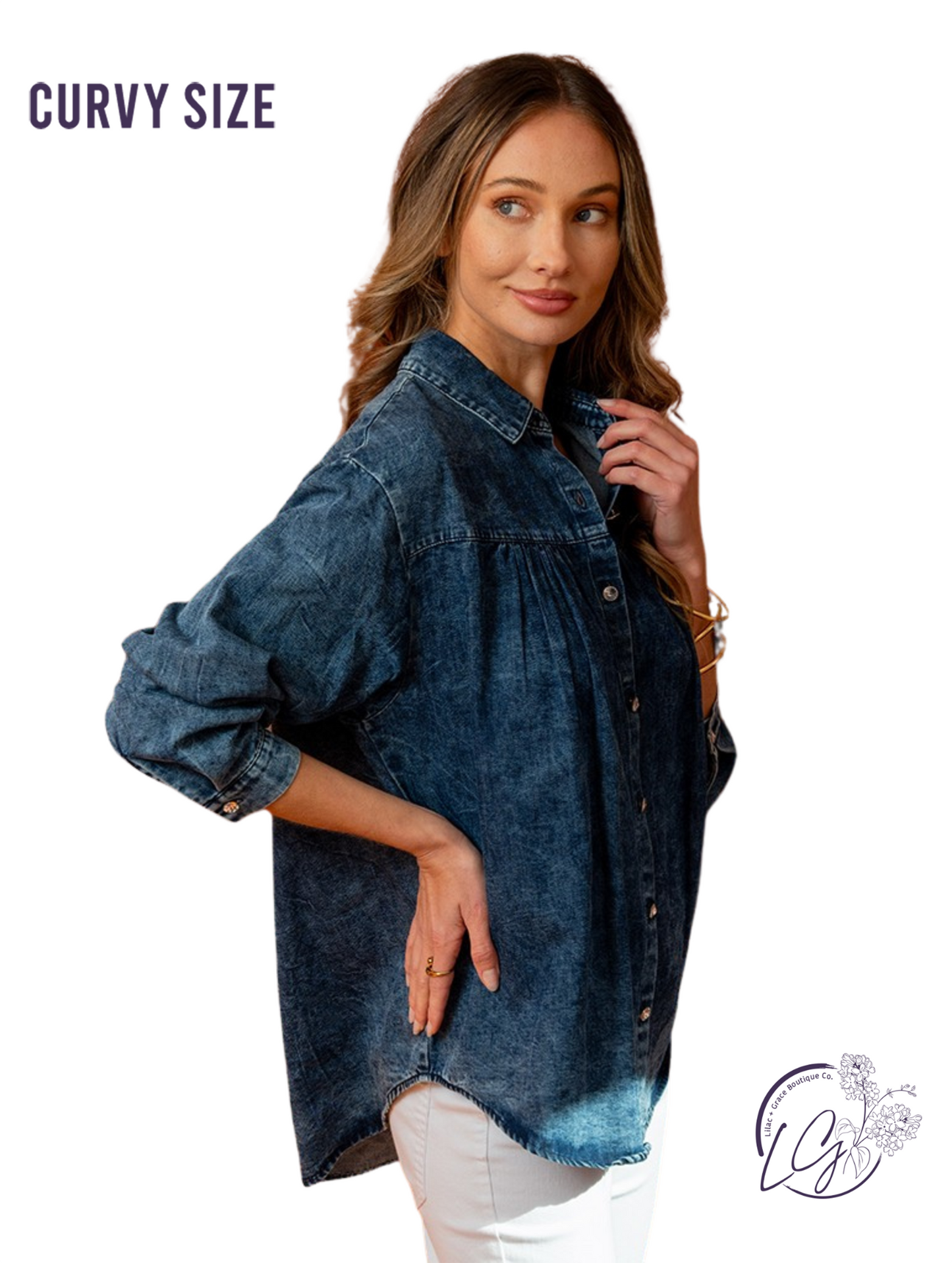 Curvy Classic Denim Button Down