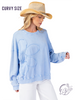 Curvy Washed Garden Knit Pullover