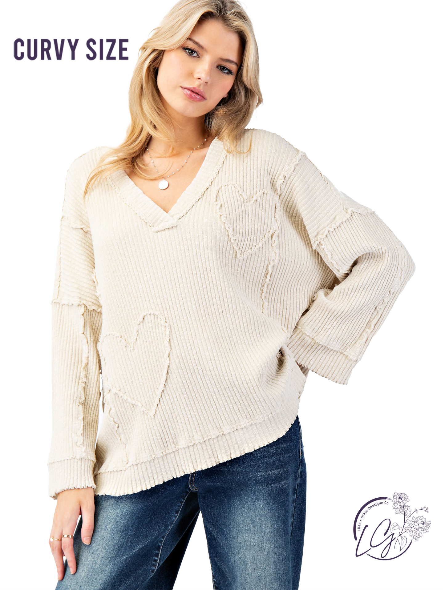 Curvy Rustic Heartbeat Pullover