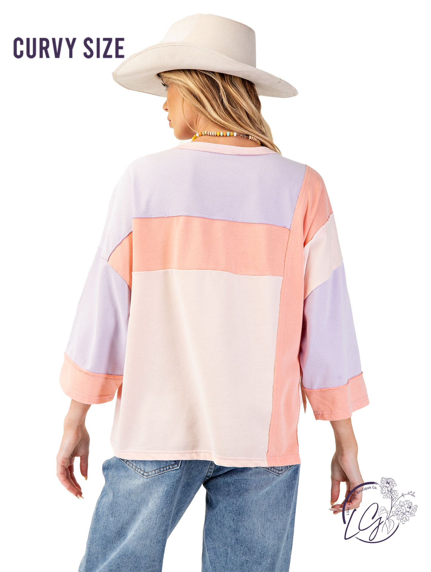 Curvy Faded Field Stitching Top