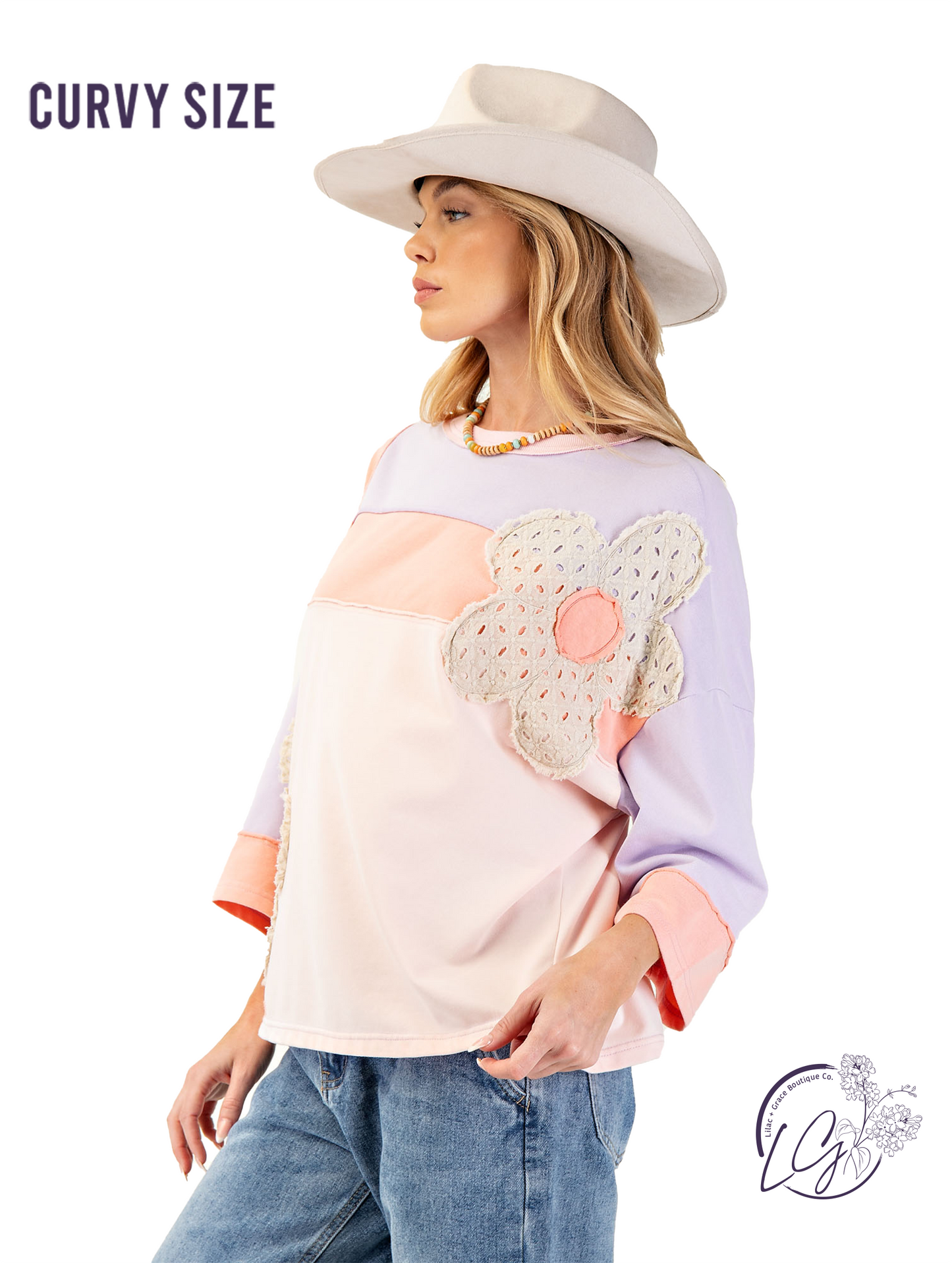 Curvy Faded Field Stitching Top