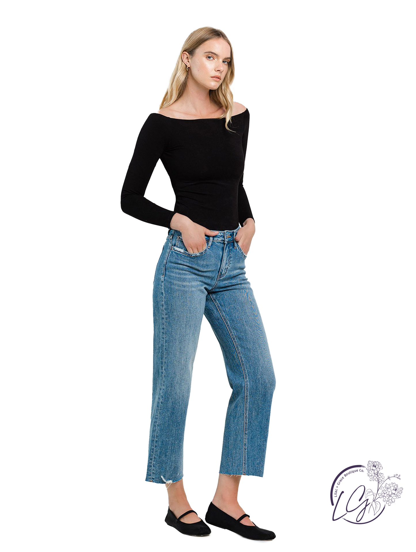 Lucille High-Rise Crop Slim Wide Jeans By Flying Monkey