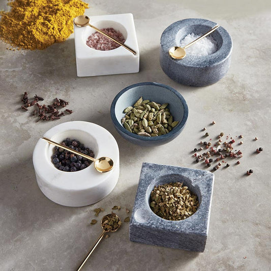 Gray Marble Pinch Pot with Spoon