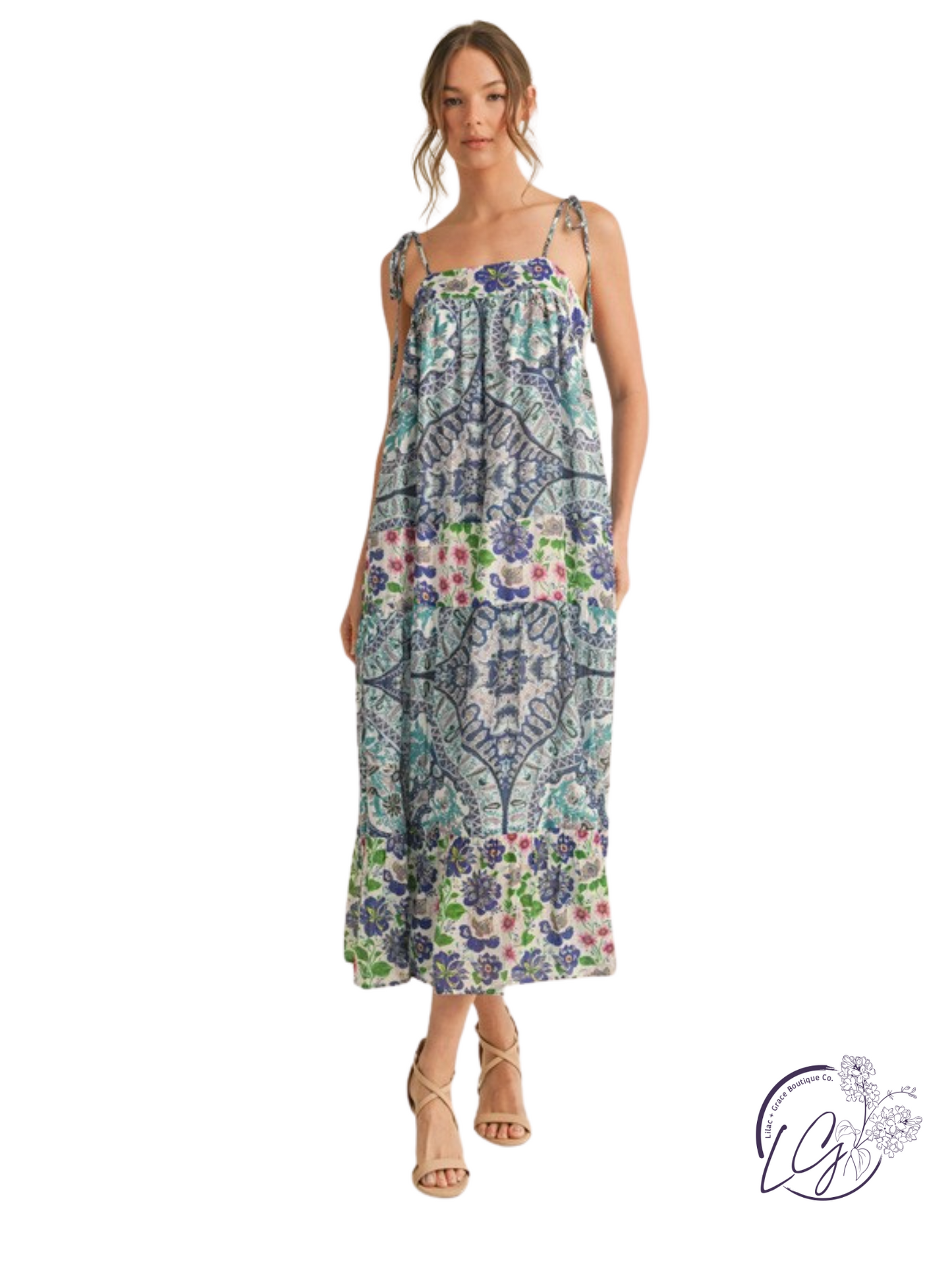 Patchlight Chiffon Midi Dress