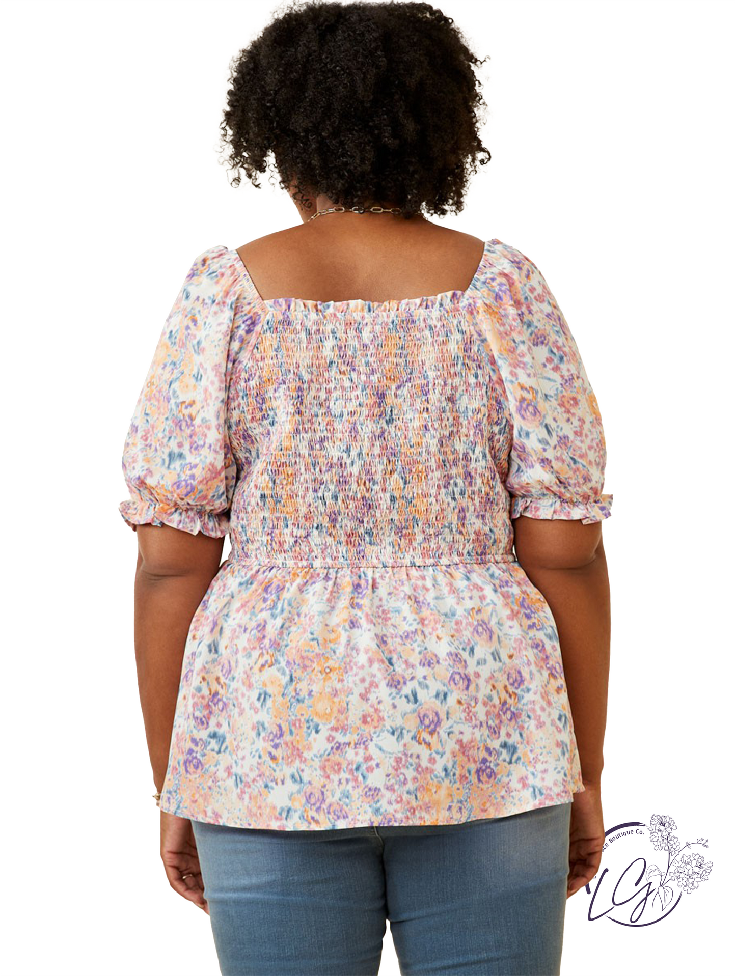 Curvy Lost In Memories Smocked Top
