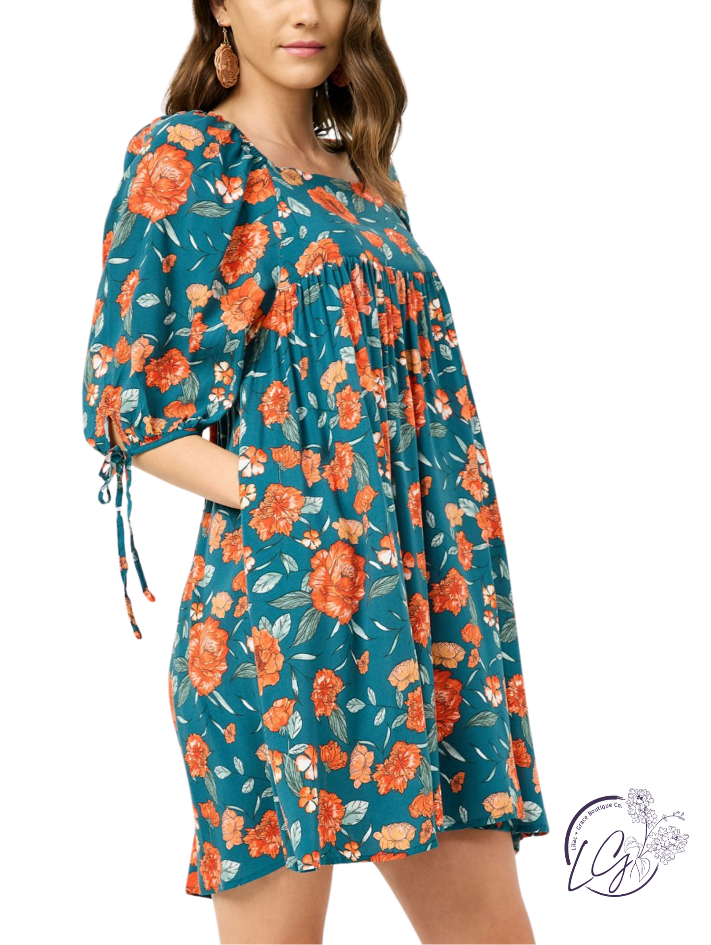 Gardenlace Tie Sleeve Mini Dress