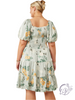 Curvy RoseSheen Smocked Floral Dress