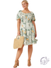 Curvy RoseSheen Smocked Floral Dress