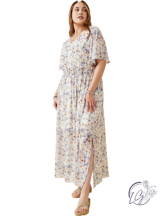 Curvy Tea And Flowers Dress