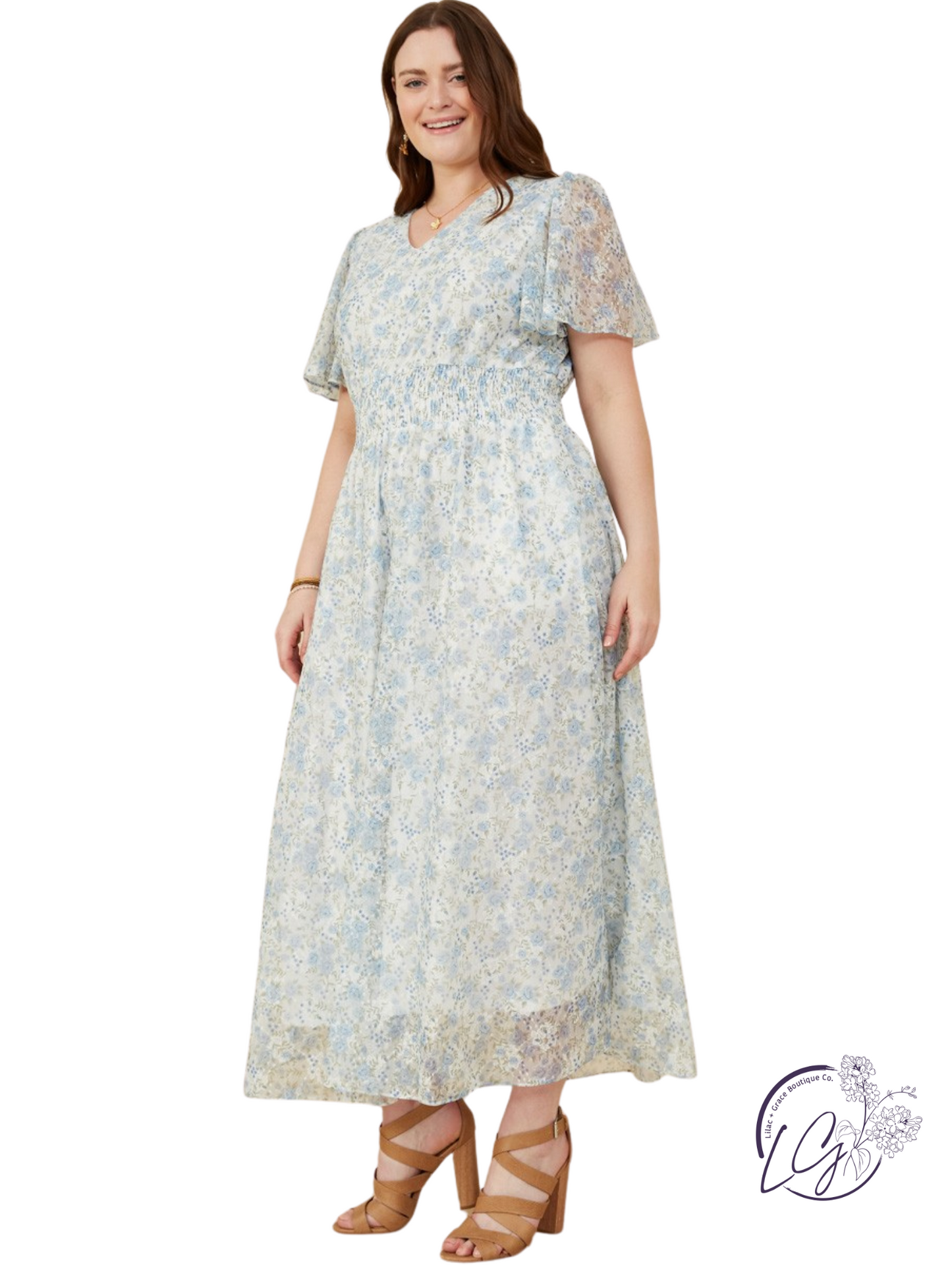 Curvy Gilded Garden Foil Dress