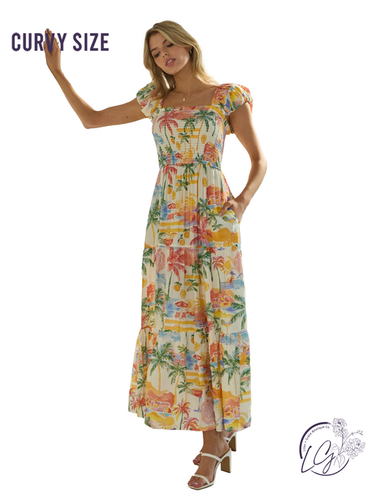 Curvy Storyline Flow Tiered Maxi Dress