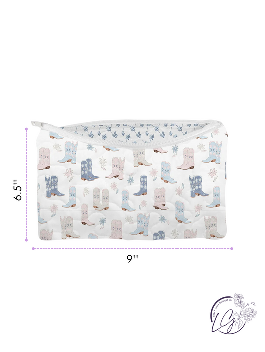 Daisy Boots Pastel Quilted Makeup Bag