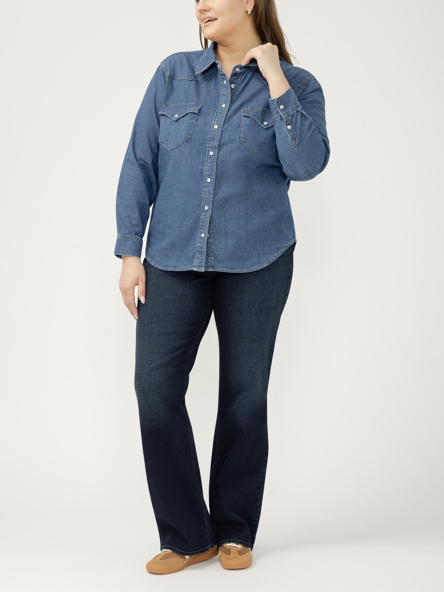 Curvy Sadie Denim Western Shirt