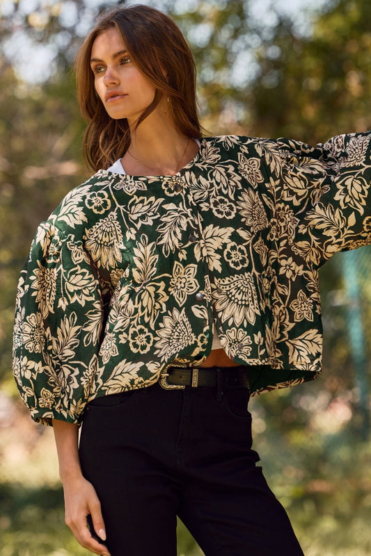 Curvy Harvest Garden Button Jacket
