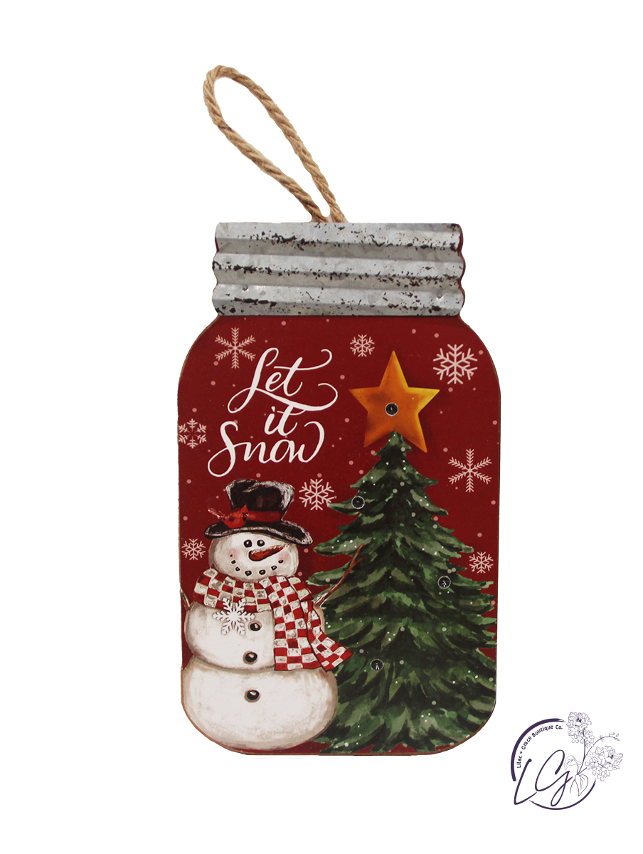 Jolly Snowman Tree Mason Jar W/LED