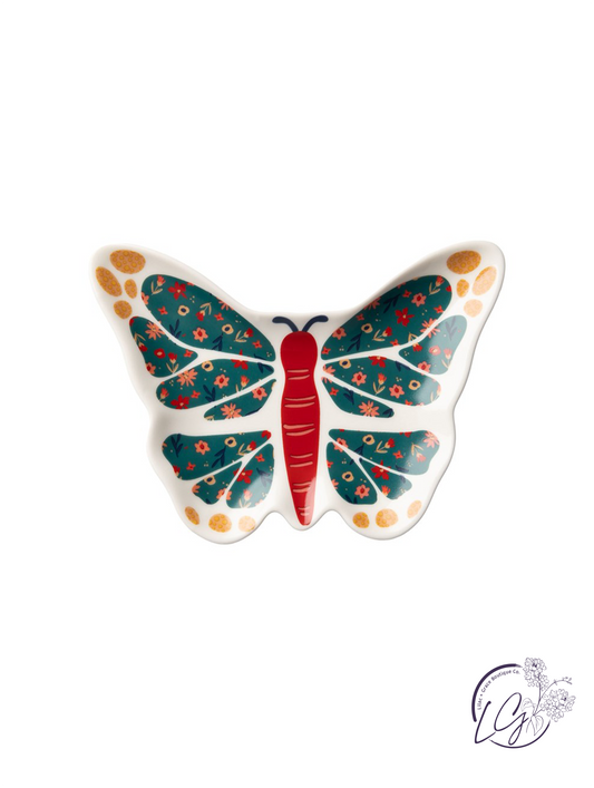 Calico Trinket Tray Butterfly