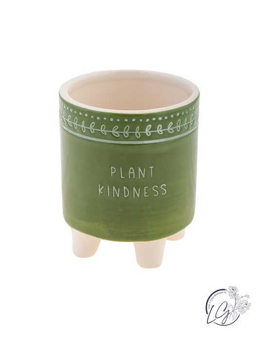 Wax Resist Footed Planter "Plant Kindness"