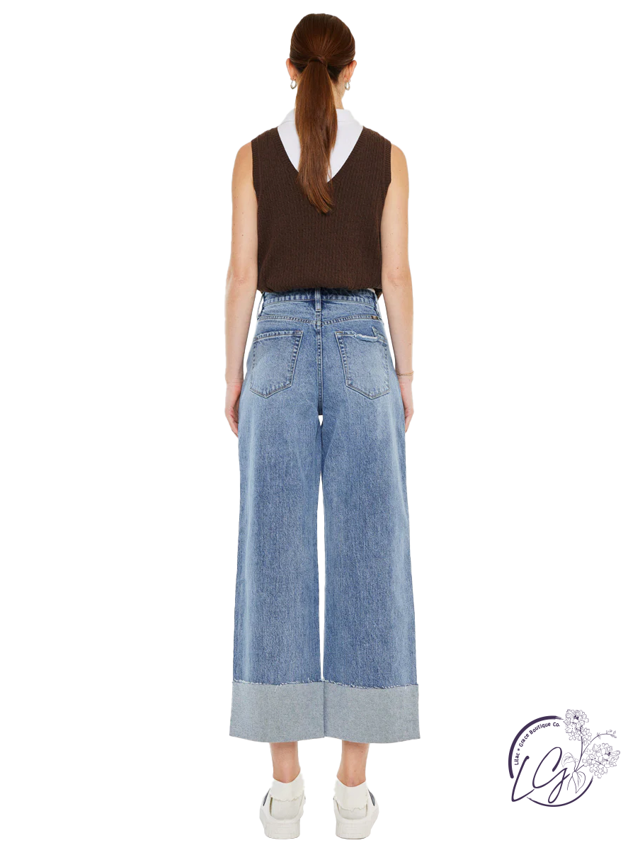 Cleo High-Rise 90's Cropped Wide Leg Jean by KanCan