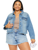 Curvy Norma Distressed Denim Jacket by KanCan