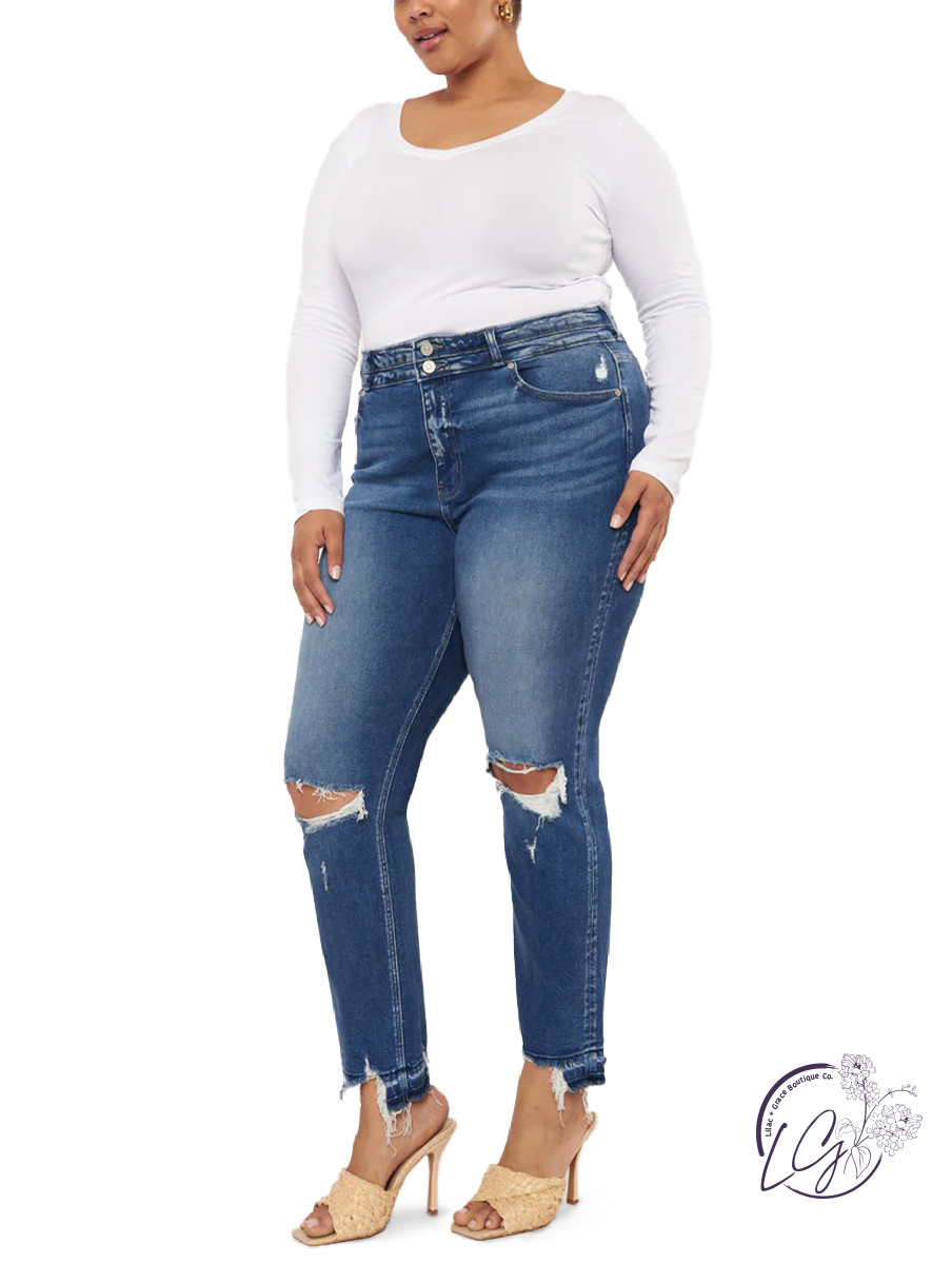 Curvy Marley High Rise Straight Leg Jean By KanCan