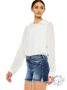 Liana High-Rise Frayed Hem Denim Shorts by Kan Can