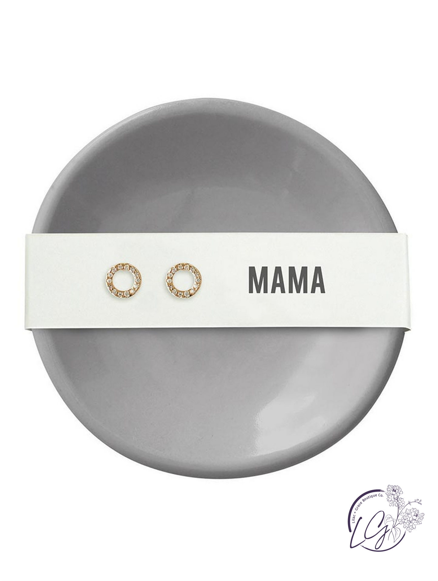 Ceramic Ring Dish & Earrings - Mama