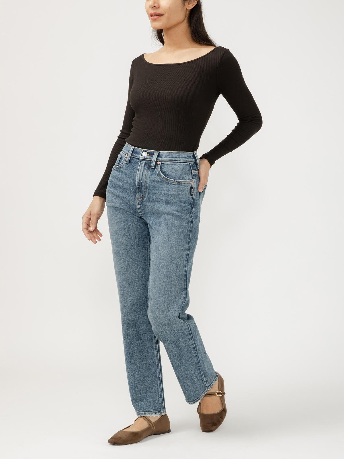 Faye High Rise Straight Leg Non Distressed by Silver Jeans